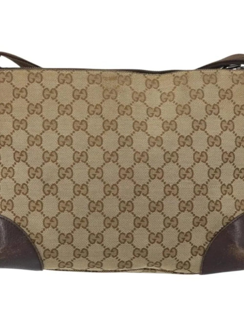GUCCI GG Canvas Shoulder Bag Beige Silver 114273 Auth 157746